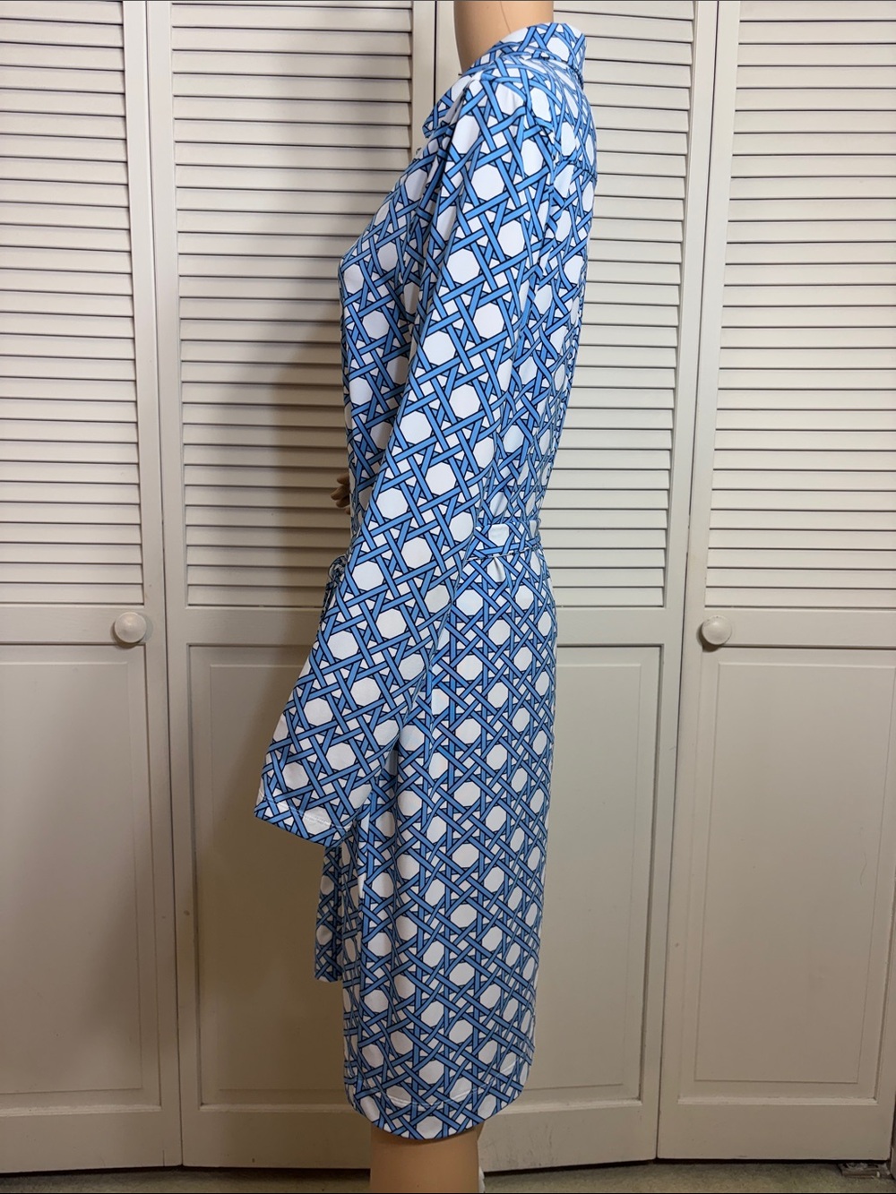 Brooks Brothers Blue and White Geometric Long Sleeves Shirt Dress XL - Picture 14 of 16